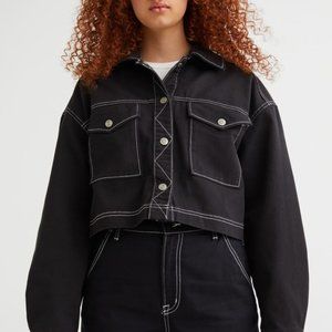 NWOT - H&M Twill Crop Denim Jacket - Size S